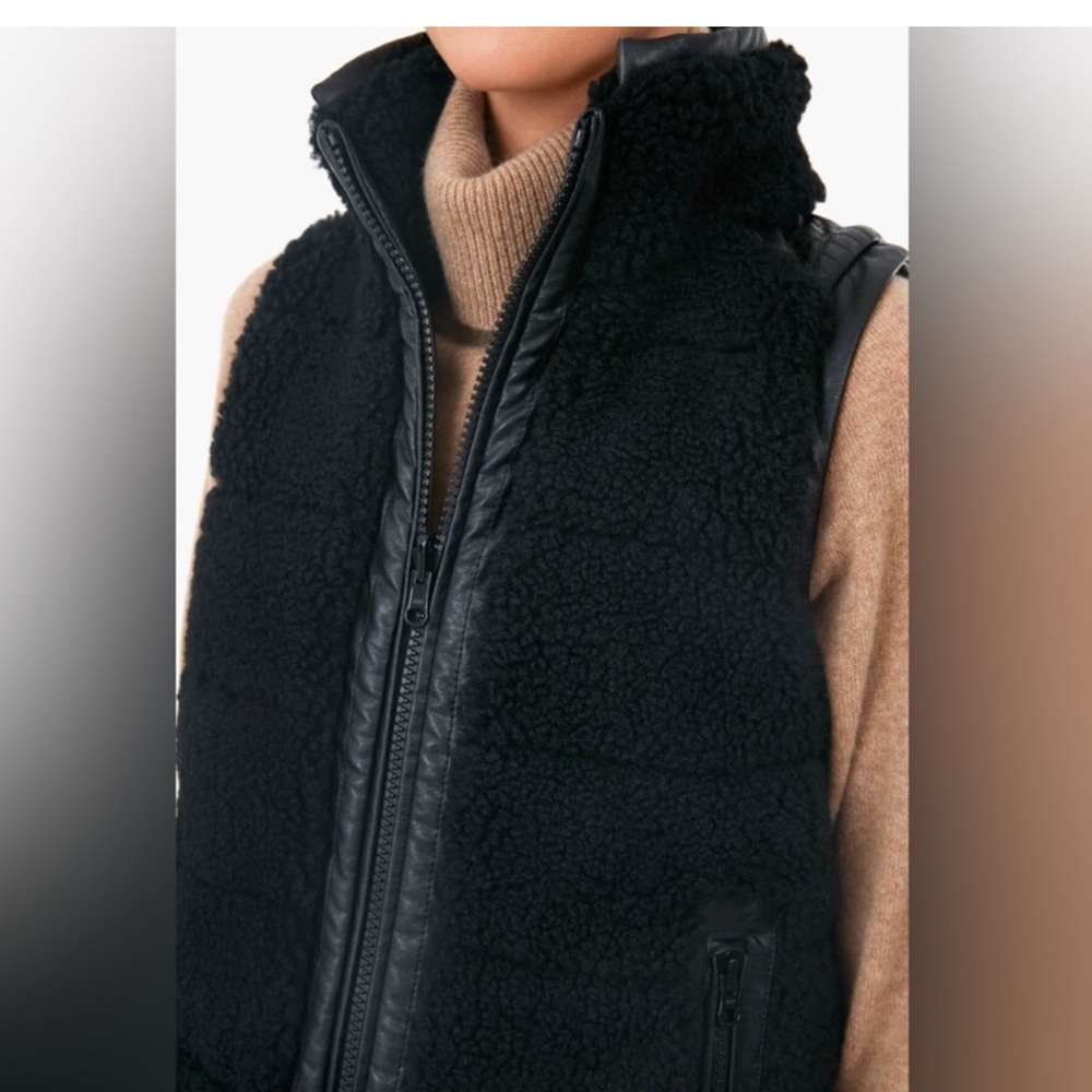 Tuckernuck Beckham reversible Black faux shearling and leather Vest - Picture 5 of 9